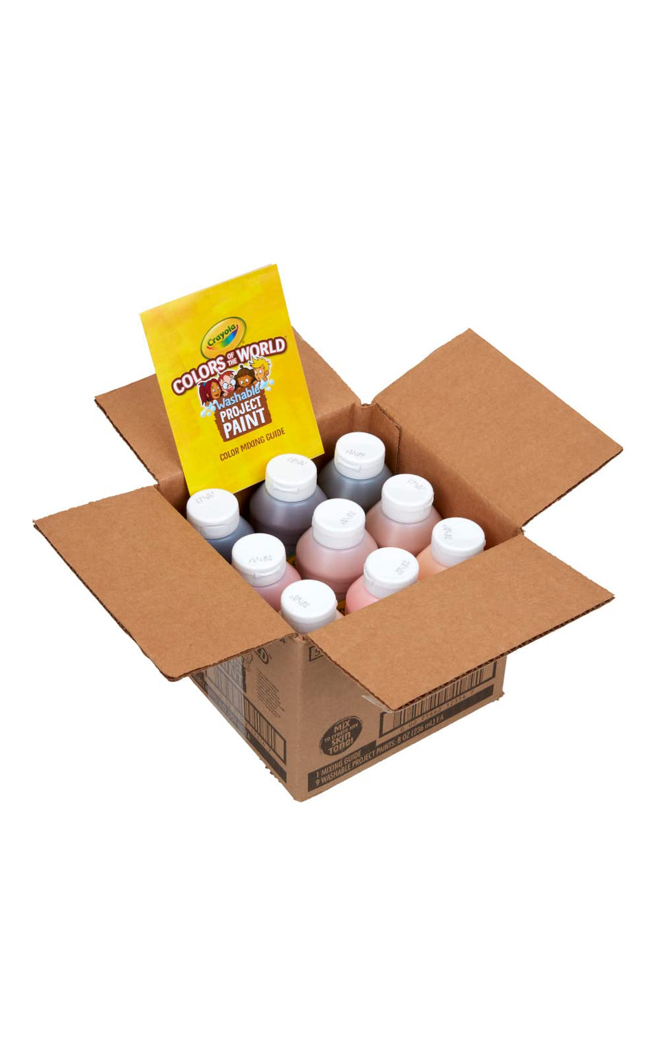 Crayola Colors of the World washable paint set with nine bottles displayed for classroom projects
