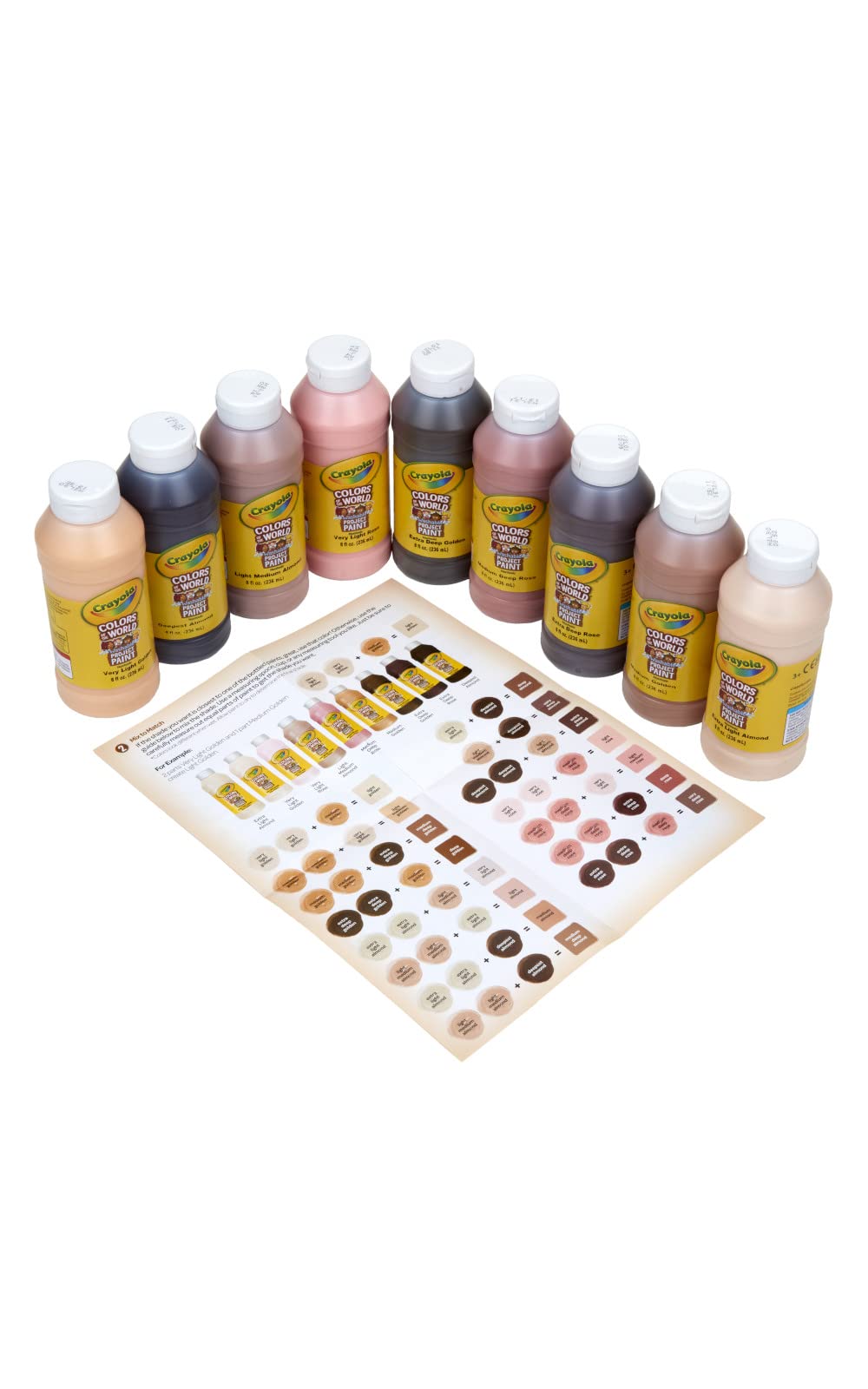 Crayola Colors of the World paints arranged for diverse art activities in a classroom