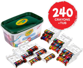 Bright color splash display from the Crayola 240ct tub for classroom projects