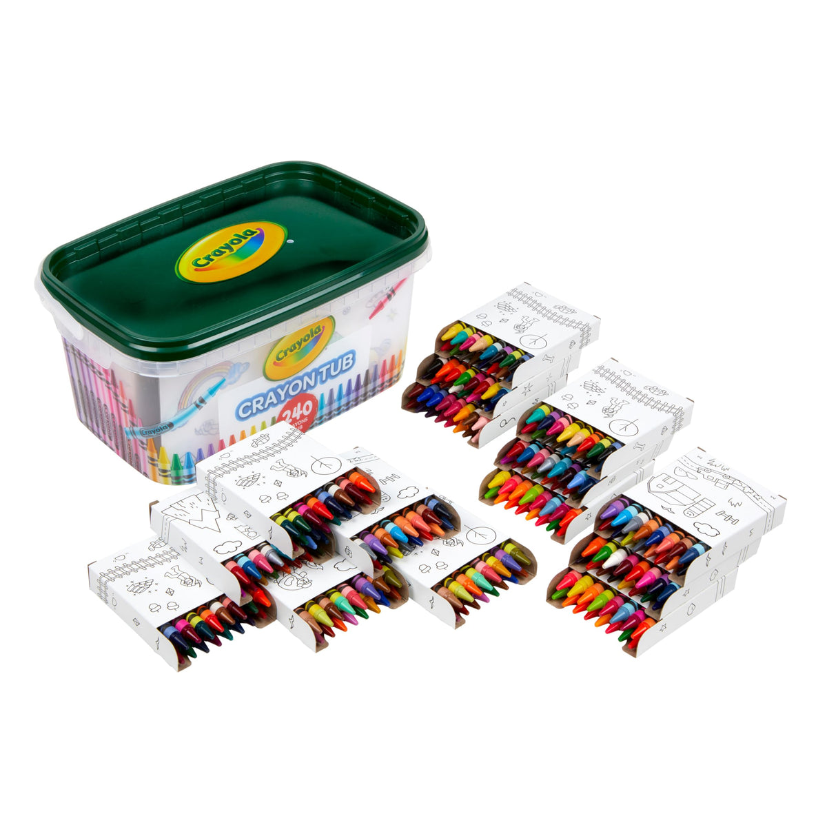 Crayola Crayon Tub 240ct front view showing wide color range for kids' art