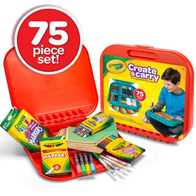 Crayola Create & Carry kit with construction paper sheets for craft projects.