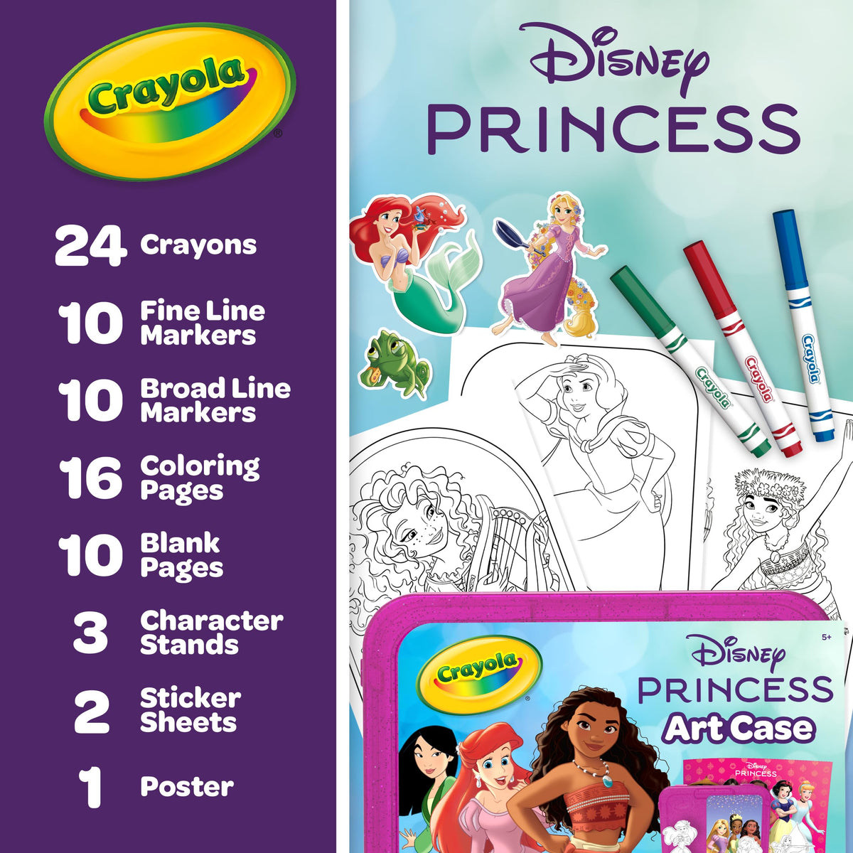 Crayola Disney Princess blank pages invite freeform doodling and storytelling.