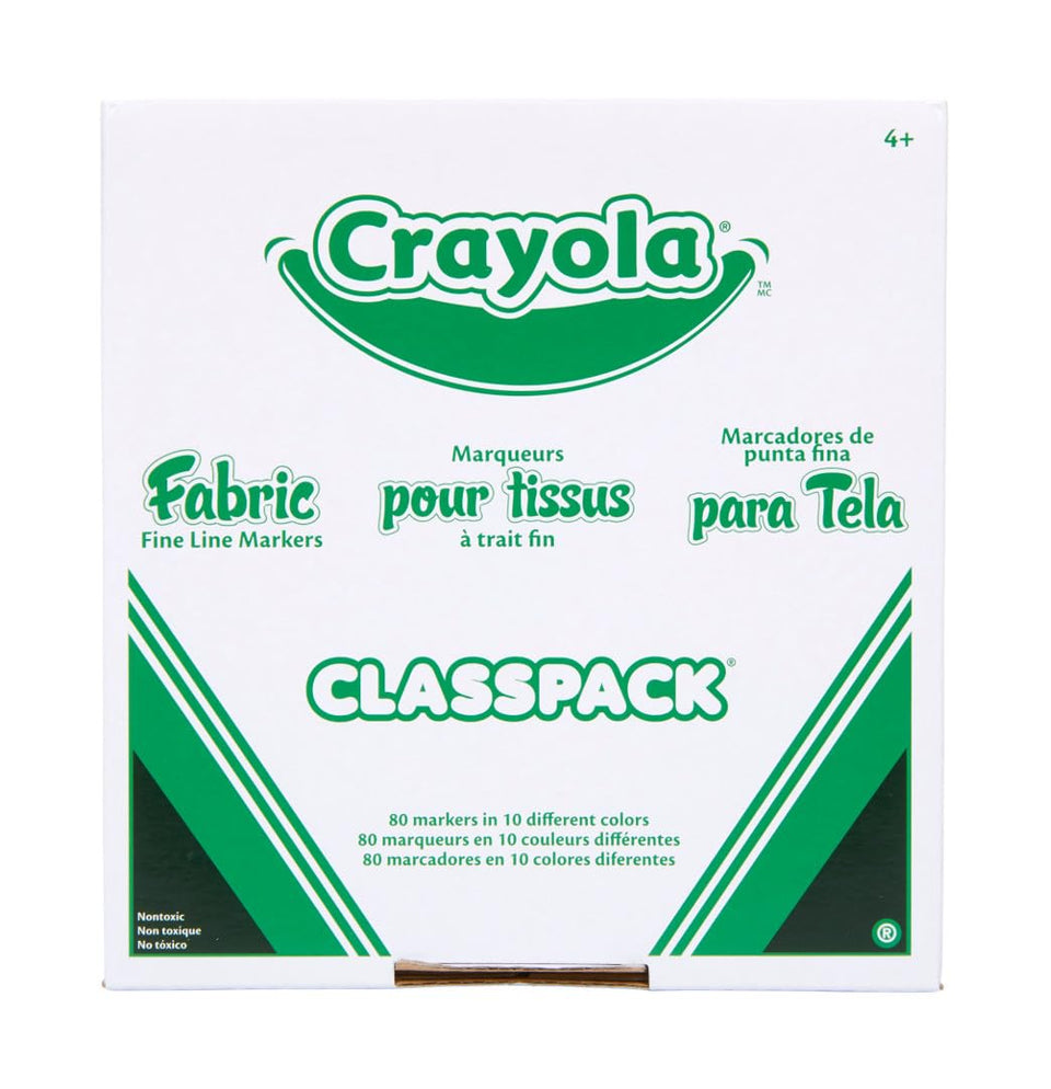 Crayola Fabric Marker Classpack with 80 markers in 10 colors for fabrics