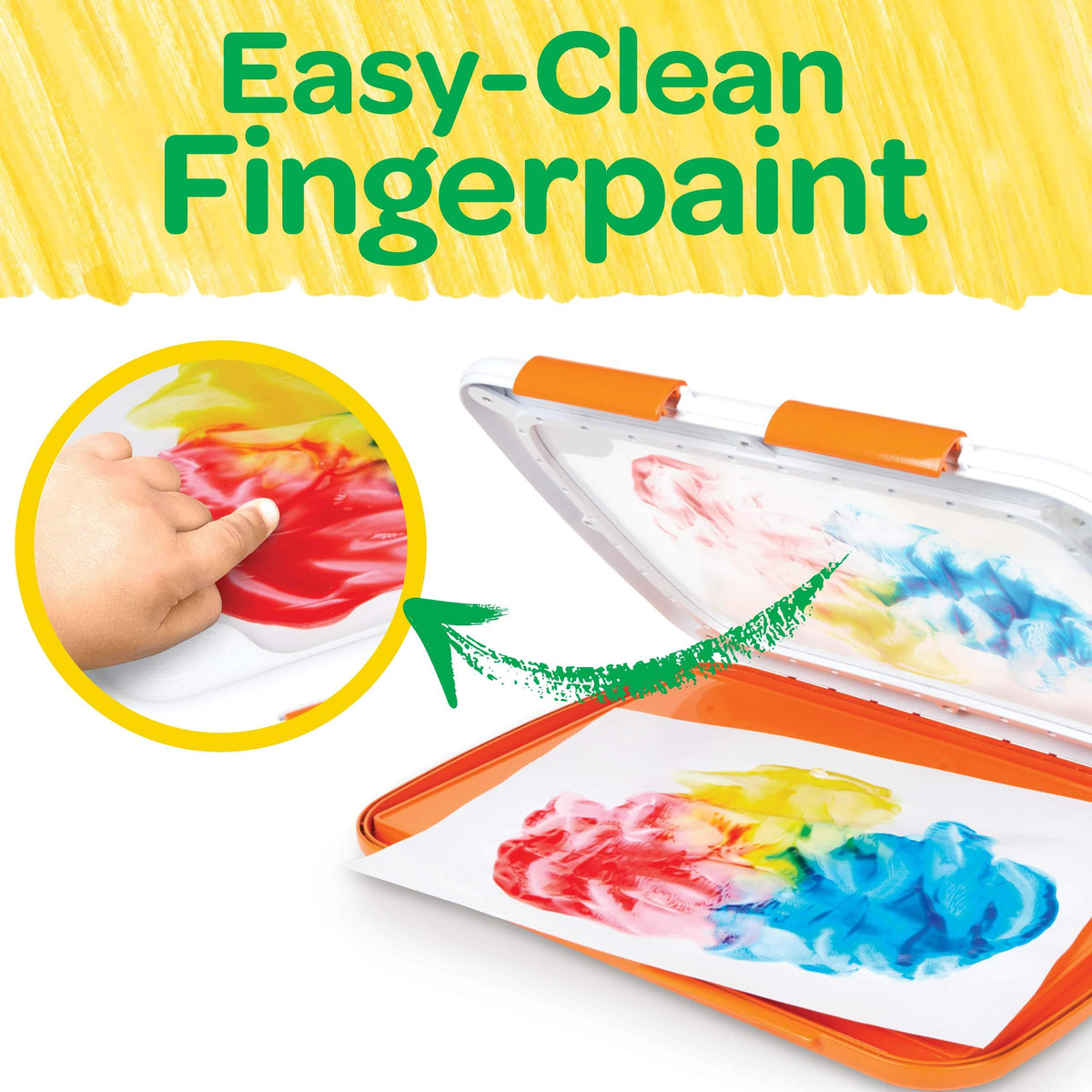 Crayola Finger Paint Unit washable and dishwasher-safe for quick cleanup