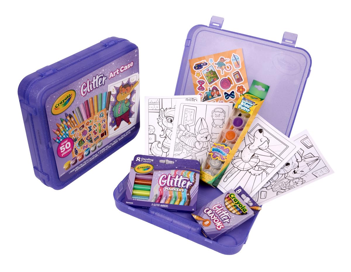 Crayola Glitter Art Kit brush enables precise glitter painting and detailing.