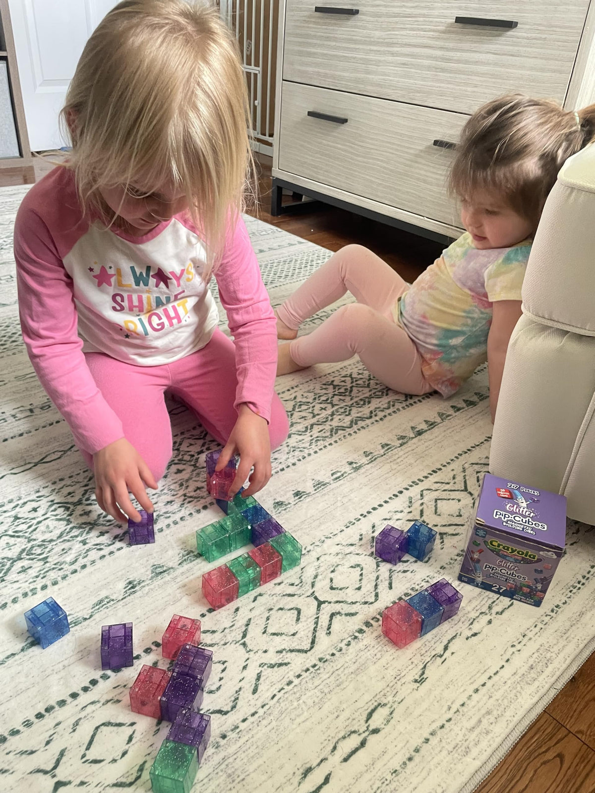 Crayola Glitter Magnetic PIP Cubes colors brighten playtime with tactile magnetic feedback