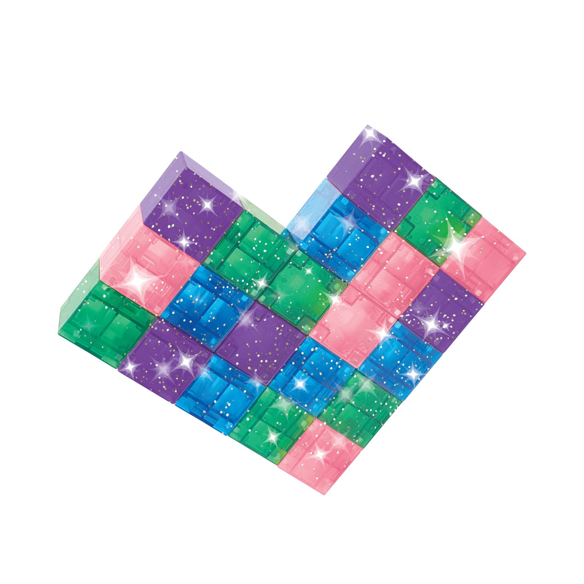 Crayola Glitter Magnetic PIP Cubes durable design withstands frequent use by curious builders