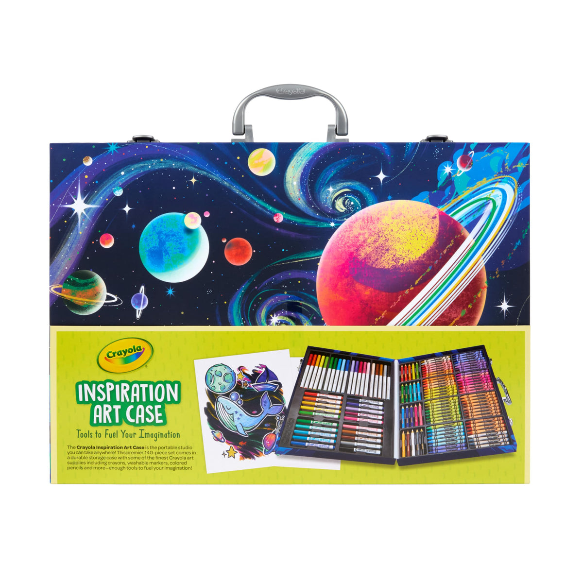 Crayola Inspiration Art Case 140-piece set displayed with case open for vibrant projects.