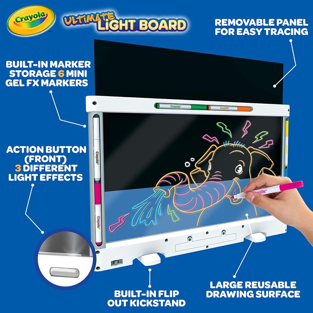 Smart storage on Crayola Light Board keeps markers organized during travel