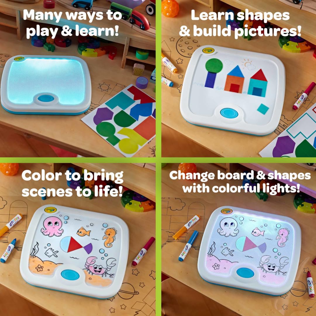 Crayola Light-Up Activity Board built-in storage keeps pieces organized
