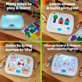 Crayola Light-Up Activity Board built-in storage keeps pieces organized