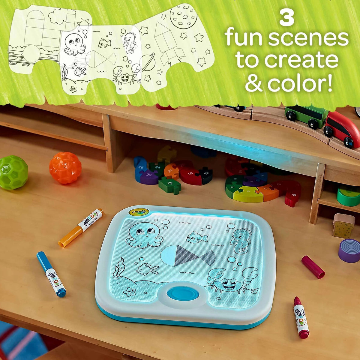 Crayola Light-Up Activity Board shape clings enabling picture building