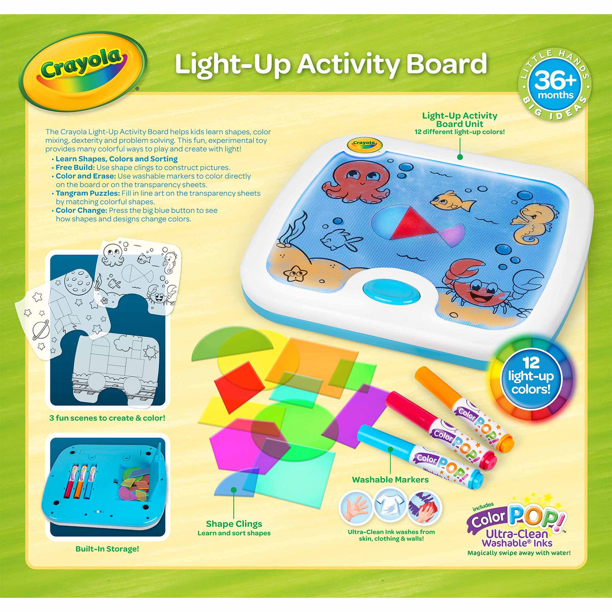 Crayola Light-Up Activity Board used during travel for quiet play