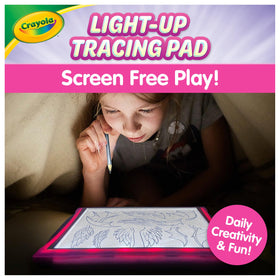 Crayola Light-Up Tracing Pad Pink lights on for clear, precise tracing.