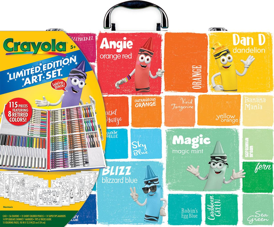Crayola limited edition coloring set case featuring 115 pieces for kids art projects