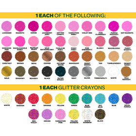 Crayola Metallic and Glitter Crayons add vibrant shimmer to artwork.