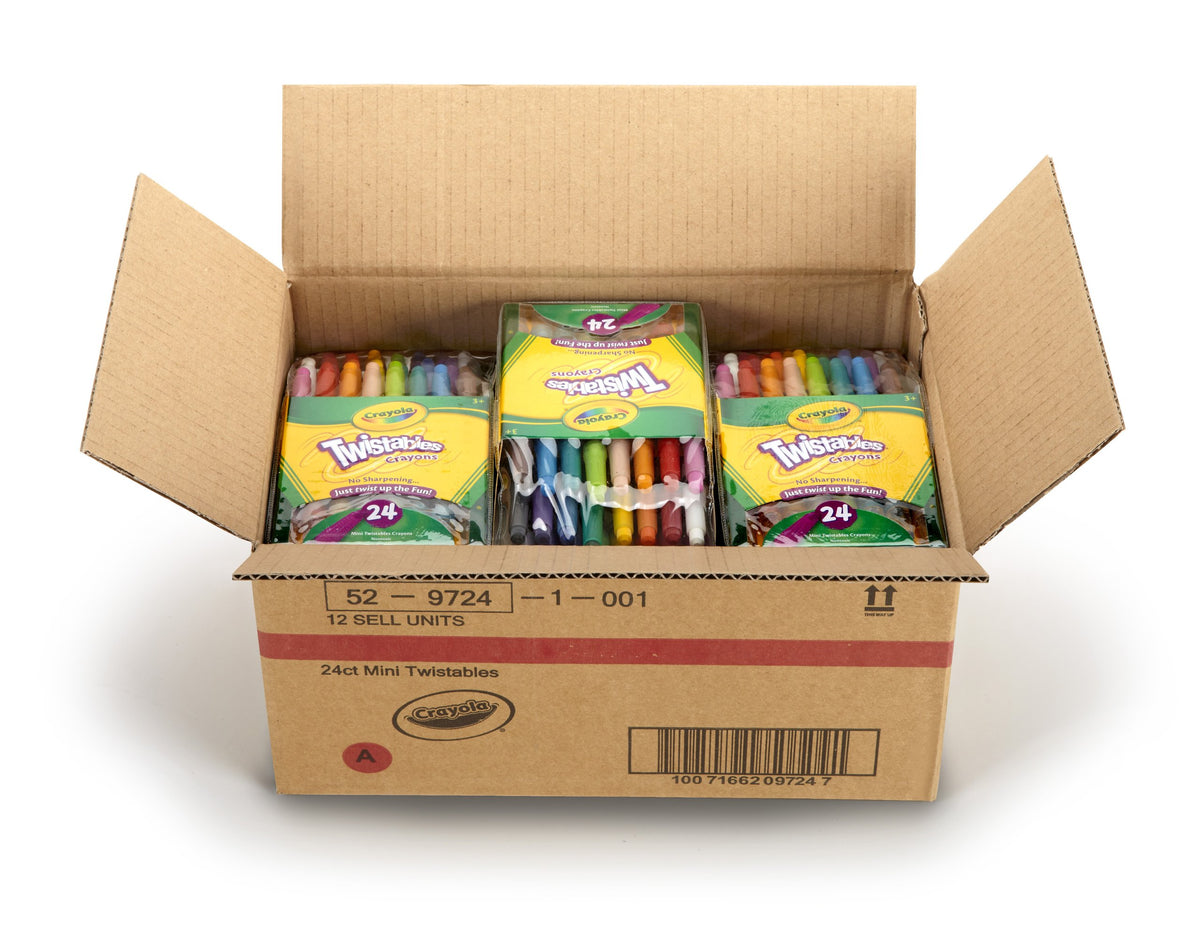 Crayola Mini Twistable Crayons in a portable clear vinyl pouch for easy travel.