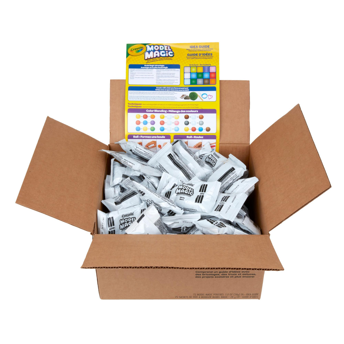Crayola Model Magic White 75ct pouches for classroom crafts and group projects