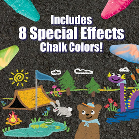 Crayola neon glitter chalk sticks create bright accents on pavement
