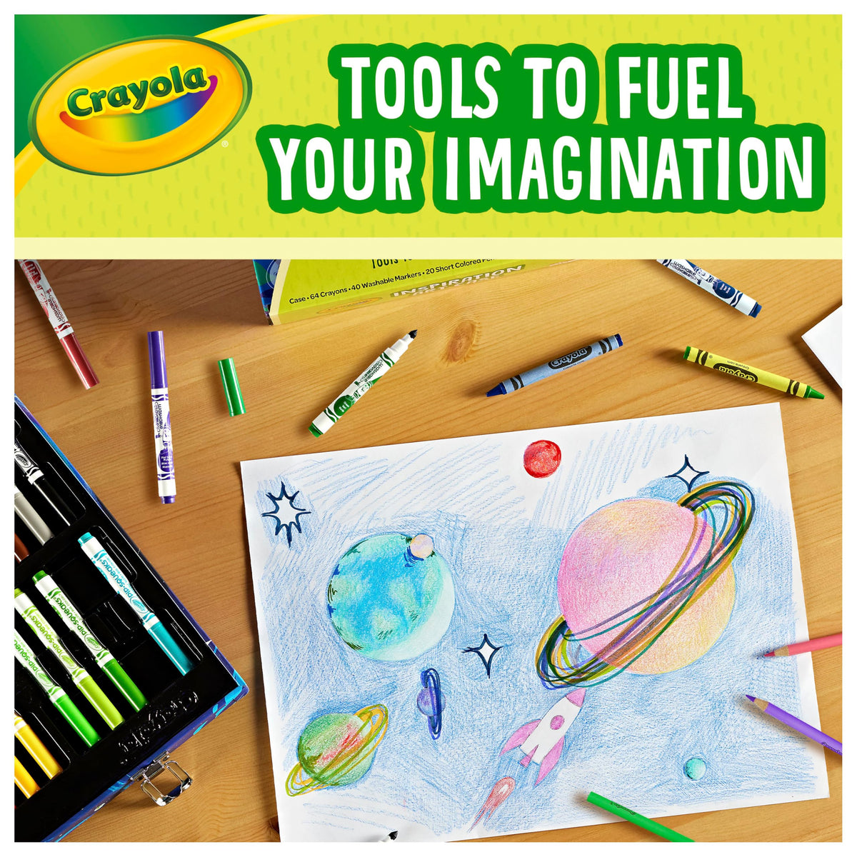 Crayola pencils, 20 short, neatly stored for precise drawing.