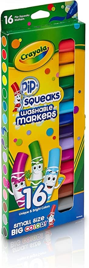 Crayola Pip-Squeaks markers in use, washing off skin and fabrics easily.