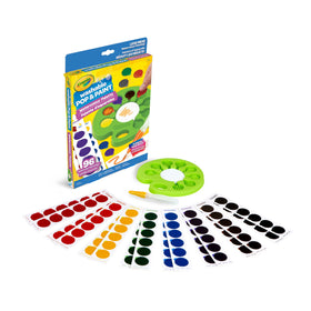 Crayola Pop and Paint Watercolour palette with cleaning sponge enables quick brush cleanup between colours.