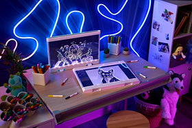 Reusable drawing surface of Crayola Light Board wipes clean for new art
