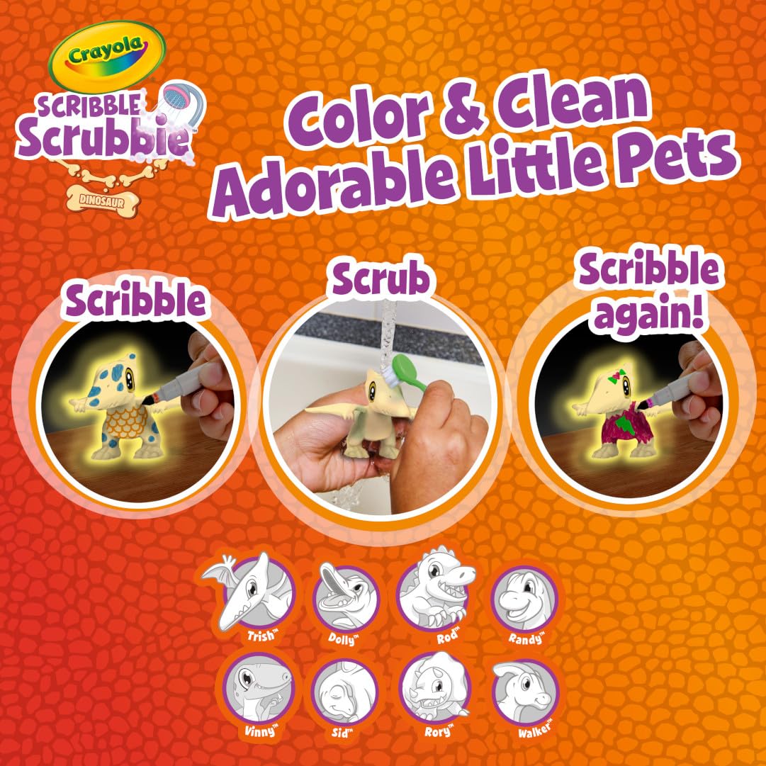 Crayola Scribble Scrubbie dinosaur-designs display bold, customizable looks