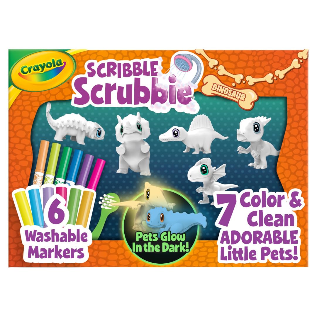 Crayola Scribble Scrubbie Dinosaur glow pets ready for color and glow-in-the-dark play