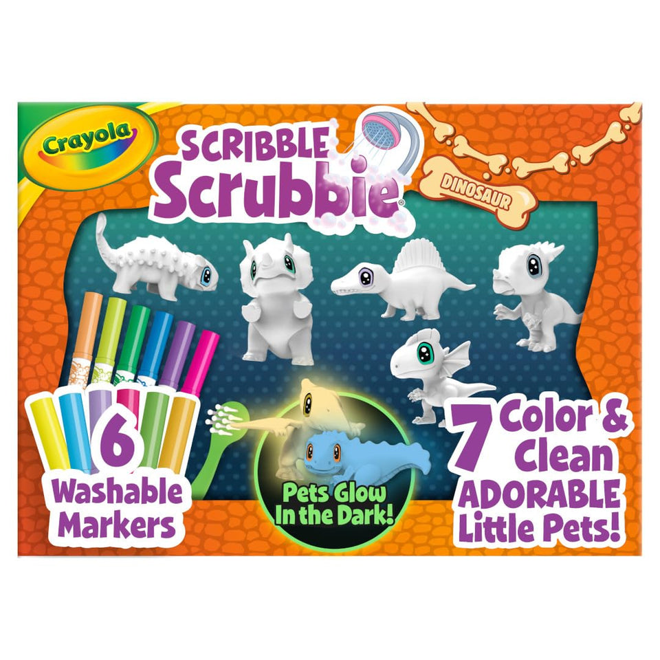 Crayola Scribble Scrubbie Dinosaur glow pets ready for color and glow-in-the-dark play