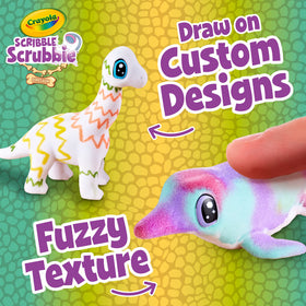 Crayola Scribble Scrubbie dinosaur pet 1 with flocked coat for decoration and color play.