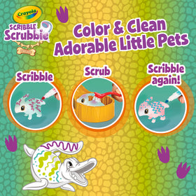 Crayola Scribble Scrubbie dinosaur pet 2 with flocked coat for color and wash play.