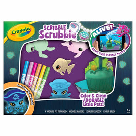 Crayola Scribble Scrubbie Glow Pets collection showing four sea creatures