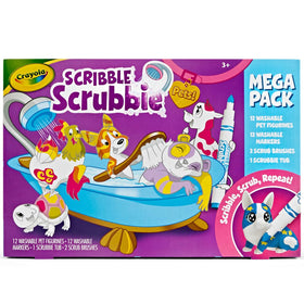 Crayola Scribble Scrubbie Pets Mega Pack with 12 figures for creative play and color.