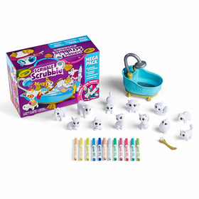 Crayola Scribble Scrubbie Pets Mega Pack markers—12 washable colors for creative art sessions.