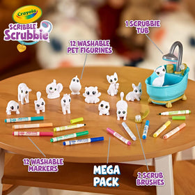Crayola Scribble Scrubbie Pets Mega Pack scrub tub for quick cleanup between designs.