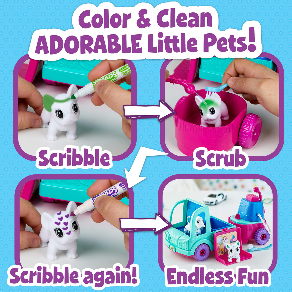 Crayola Scribble Scrubbie Pets spray pump for quick color application during play