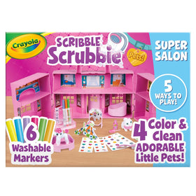 Crayola Scribble Scrubbie Super Salon setup with pets for creative play