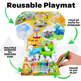 Crayola Scribble Scrubbie washable markers provide vibrant colors for endless play.
