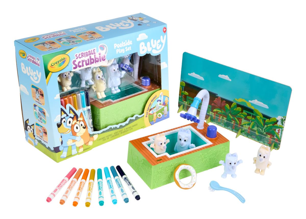 Crayola Scribble Scrubbies Bluey expansion packs unlock more poolside adventures.