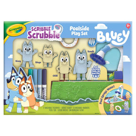 Crayola Scribble Scrubbies Bluey poolside pump-pool scene inviting creative color play.