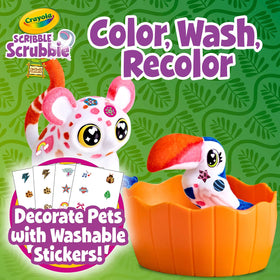 Crayola Scribble Scrubbies brush helps clean and refresh pet designs.
