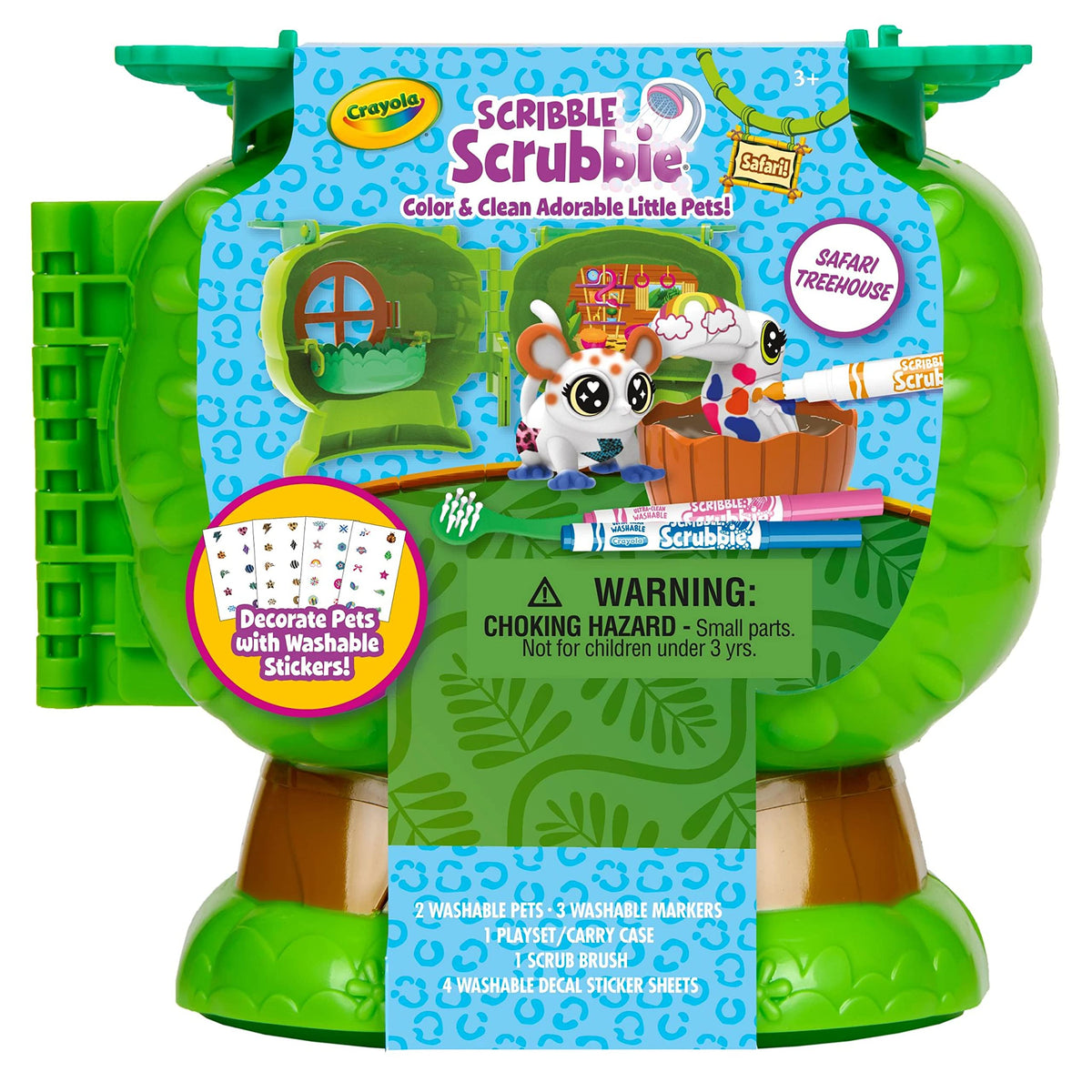 Crayola Scribble Scrubbies safari pets colored with washable markers for reuse.