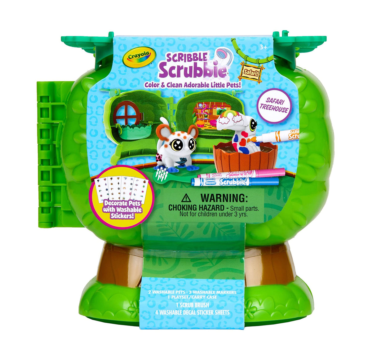 Crayola Scribble Scrubbies safari treehouse case stores toys for on-the-go fun.