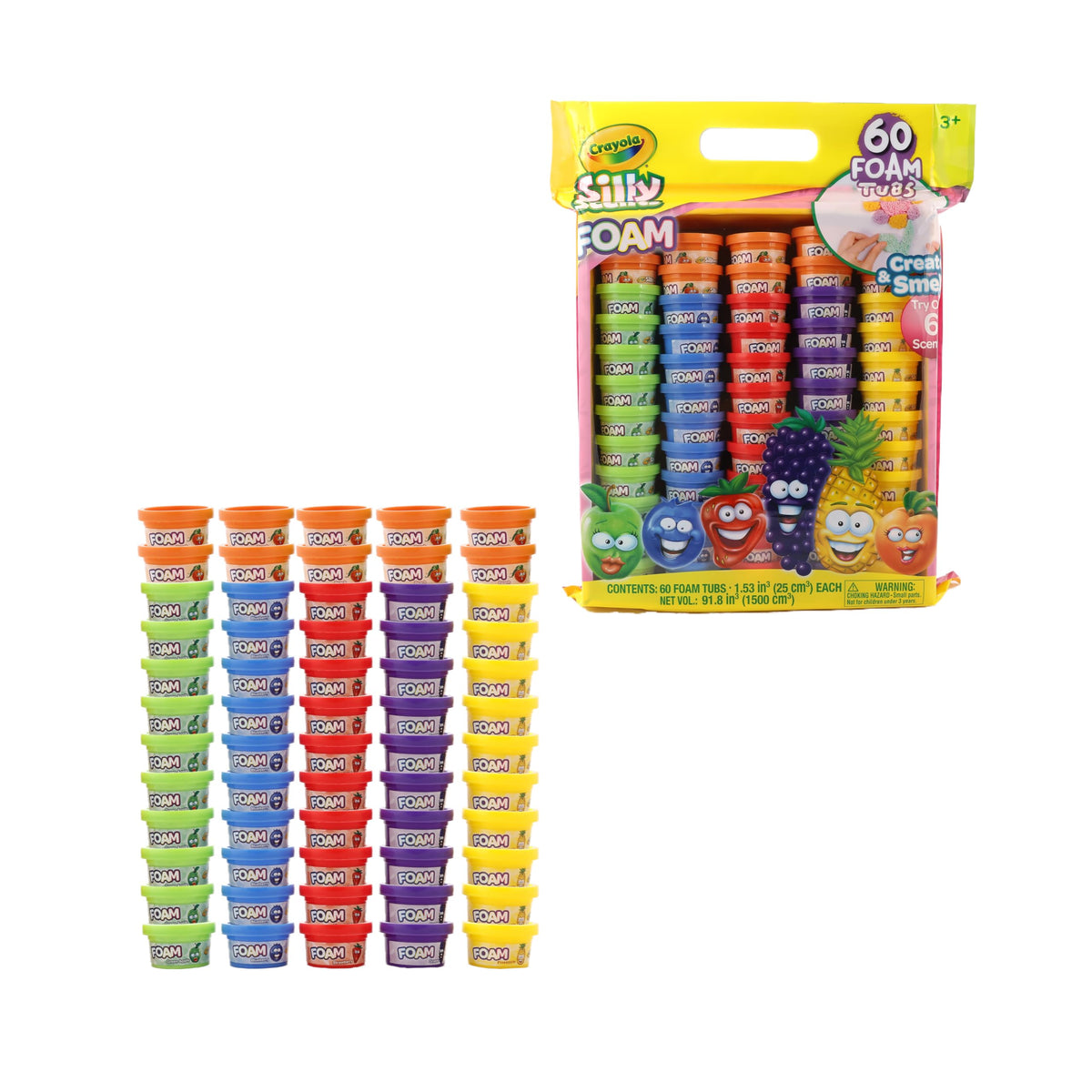 Crayola Silly Scents foam tub open-pack display for party favors.