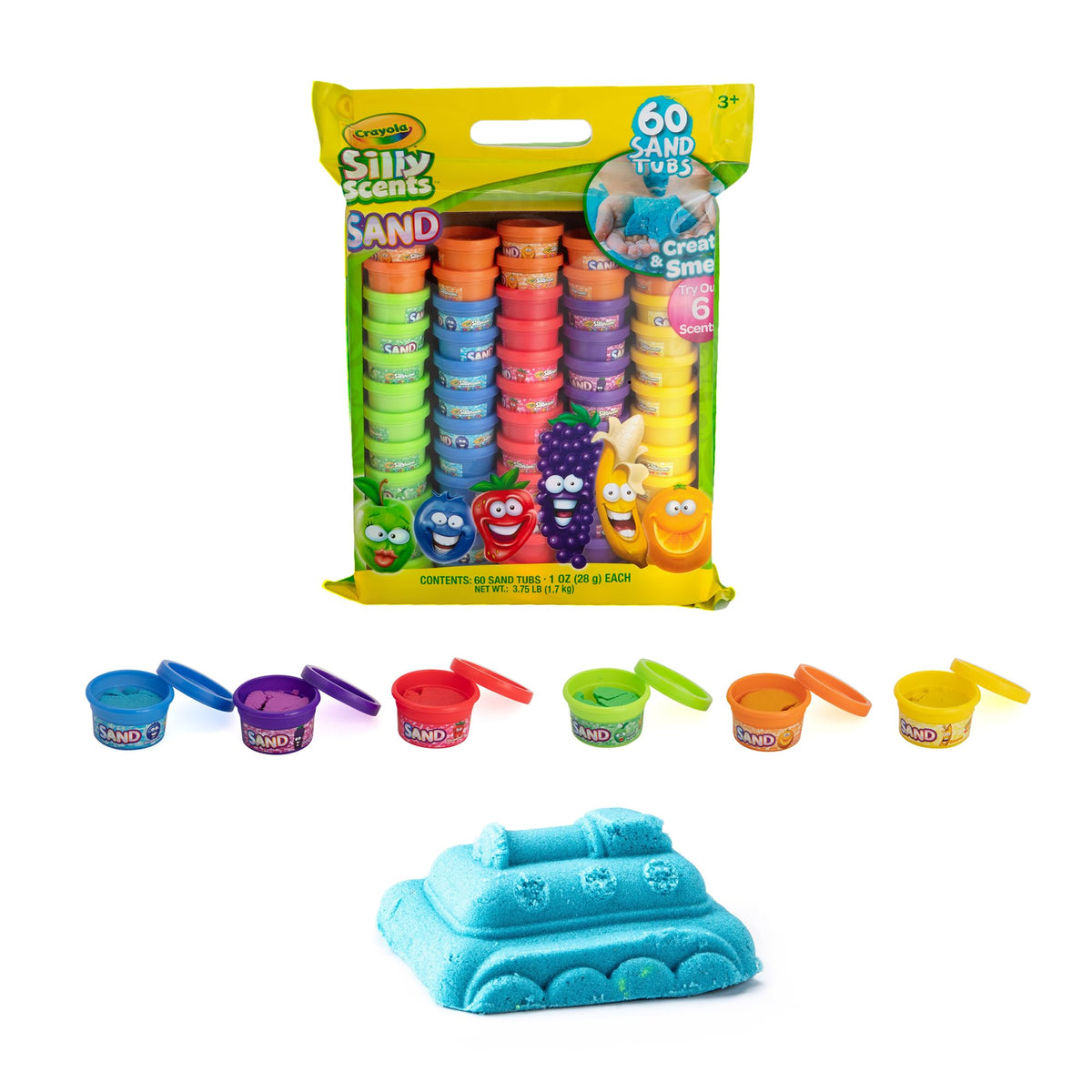 Crayola Silly Scents red sand tub with strawberry scent for sensory play
