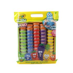 Crayola Silly Scents sand tubs in a play setup for sensory exploration