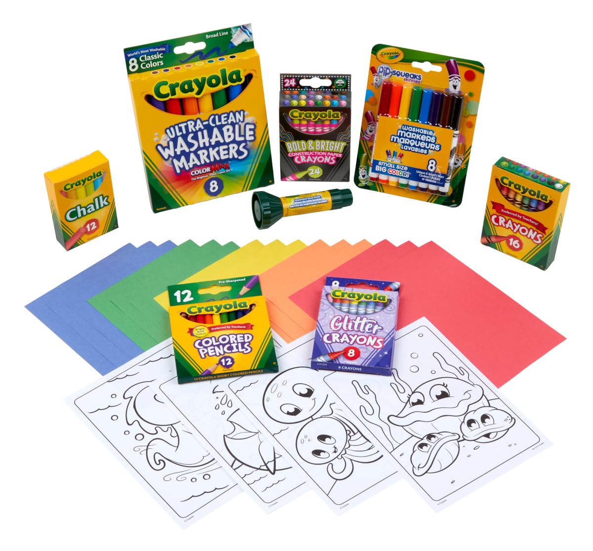 Crayola Super Art Kit construction paper crayons provide colorful doodles