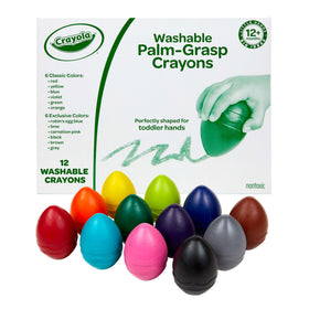 Crayola toddler egg crayons 12ct with large grips, easy coloring and washable.