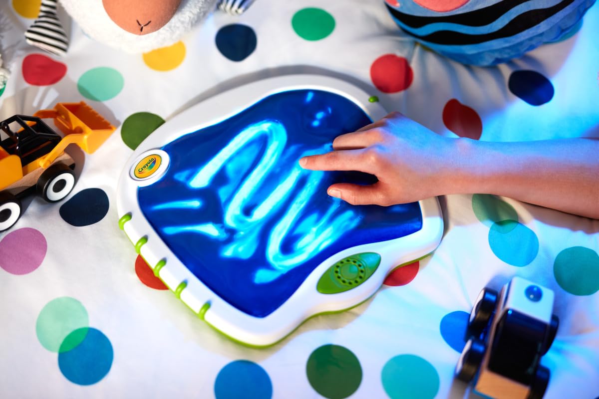 Crayola Toddler Touch Lights Doodle Board easy battery access.